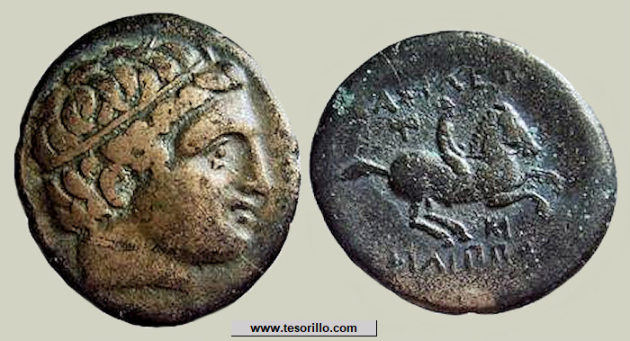 Moneda de Plata Antigua Reino de Paeonia Patraus Tetradrachm Apolo 315 a.C 
