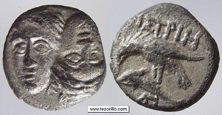 Pellene en Achaia Auténtico Antiguo 325BC rara moneda griega Apolo Ram i77159 
