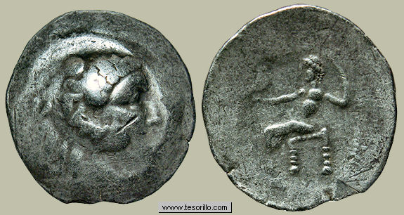 Antiochos II Theos 261BC Apolo Kithara Lira auténtico moneda griega antigua i49568 