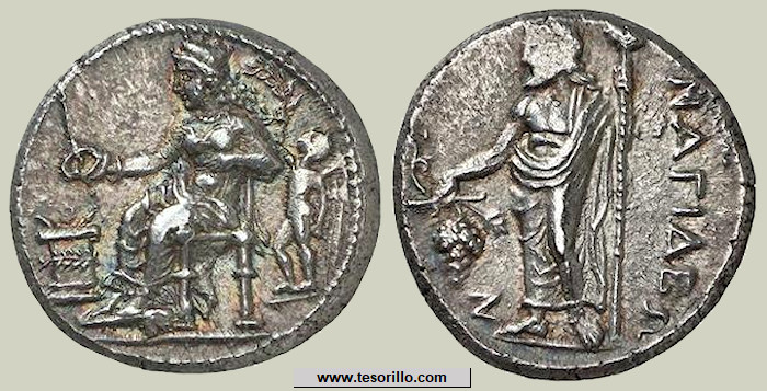 Gambrion en Mysia 4th-3rdcenbc Apollo Star auténtico Antigua moneda griega i49567 
